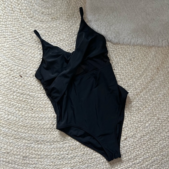 Cupshe Other - Cupshe Black solid cheeky one piece swim suit bathing adjustable M mesh